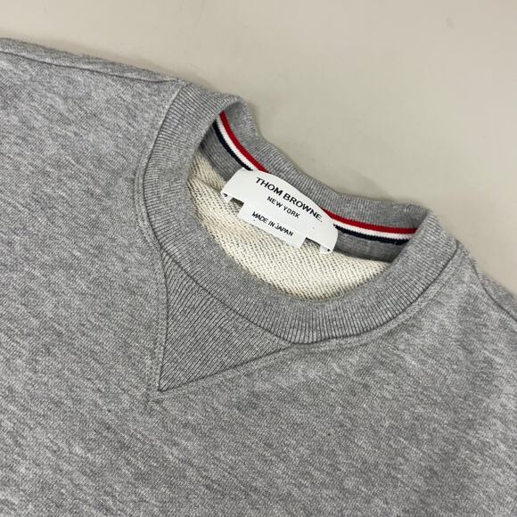 THOM BROWNE Crew Neck Classic Pullover LoopBack Men's Sz 1 Grey MJT085A-03377 - Picture 2 of 12